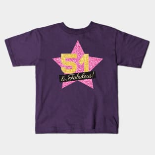 51st Birthday Gifts Women Fabulous - Pink Gold Kids T-Shirt